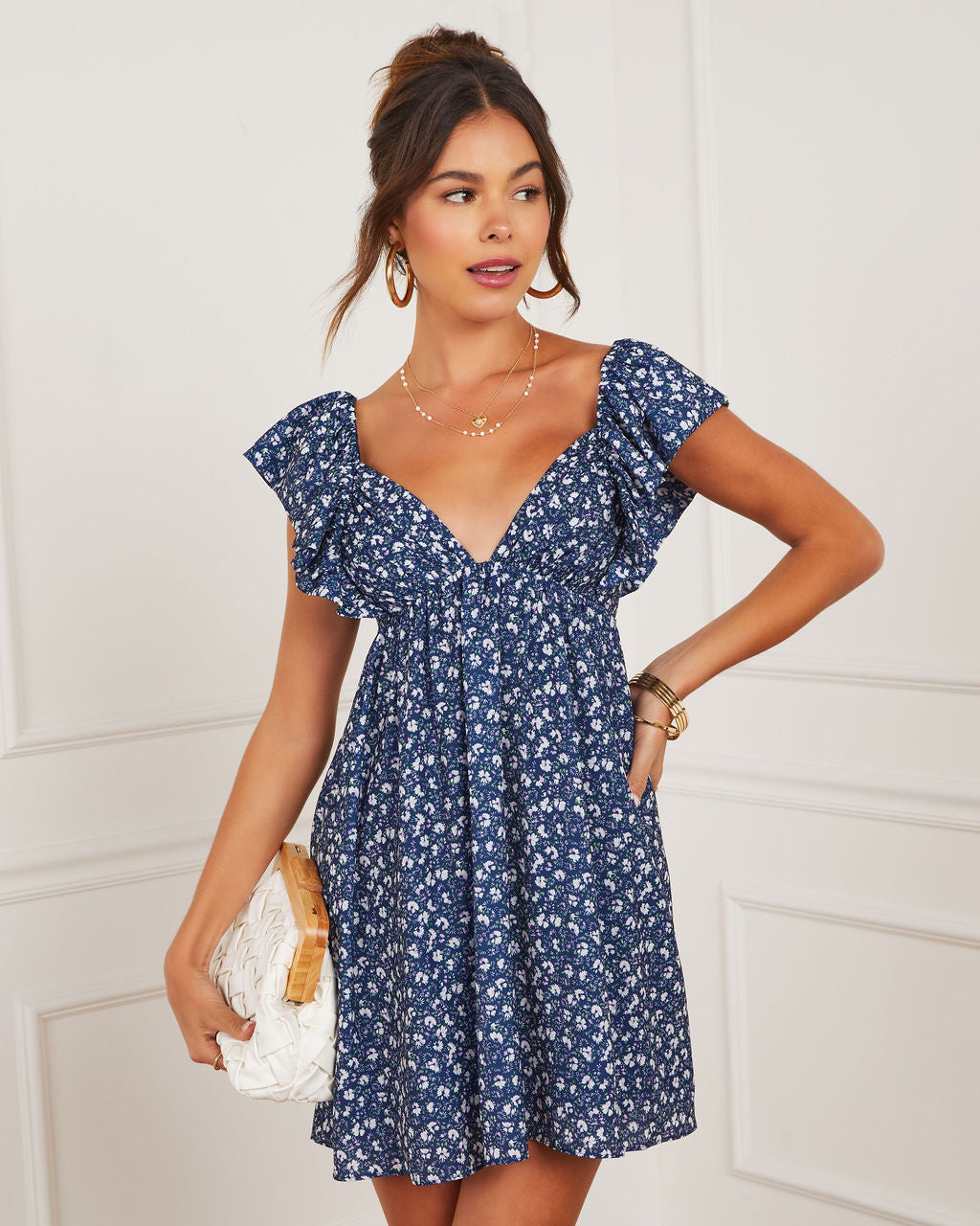 Daniela Gingham Babydoll Mini Dress