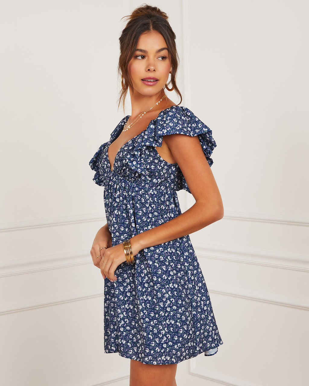 Daniela Gingham Babydoll Mini Dress