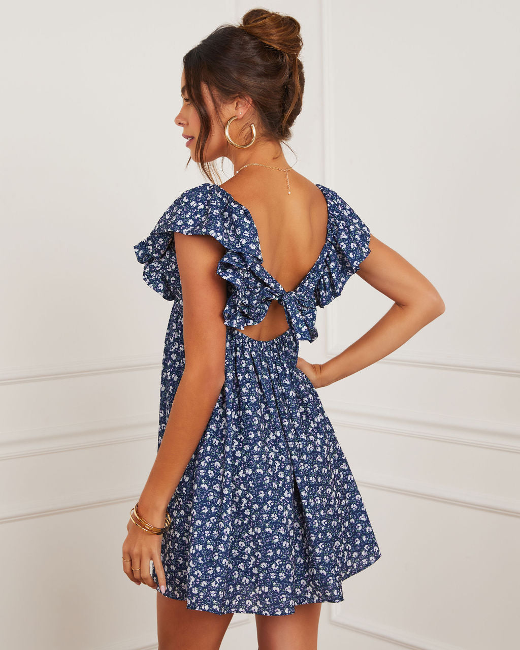 Daniela Gingham Babydoll Mini Dress