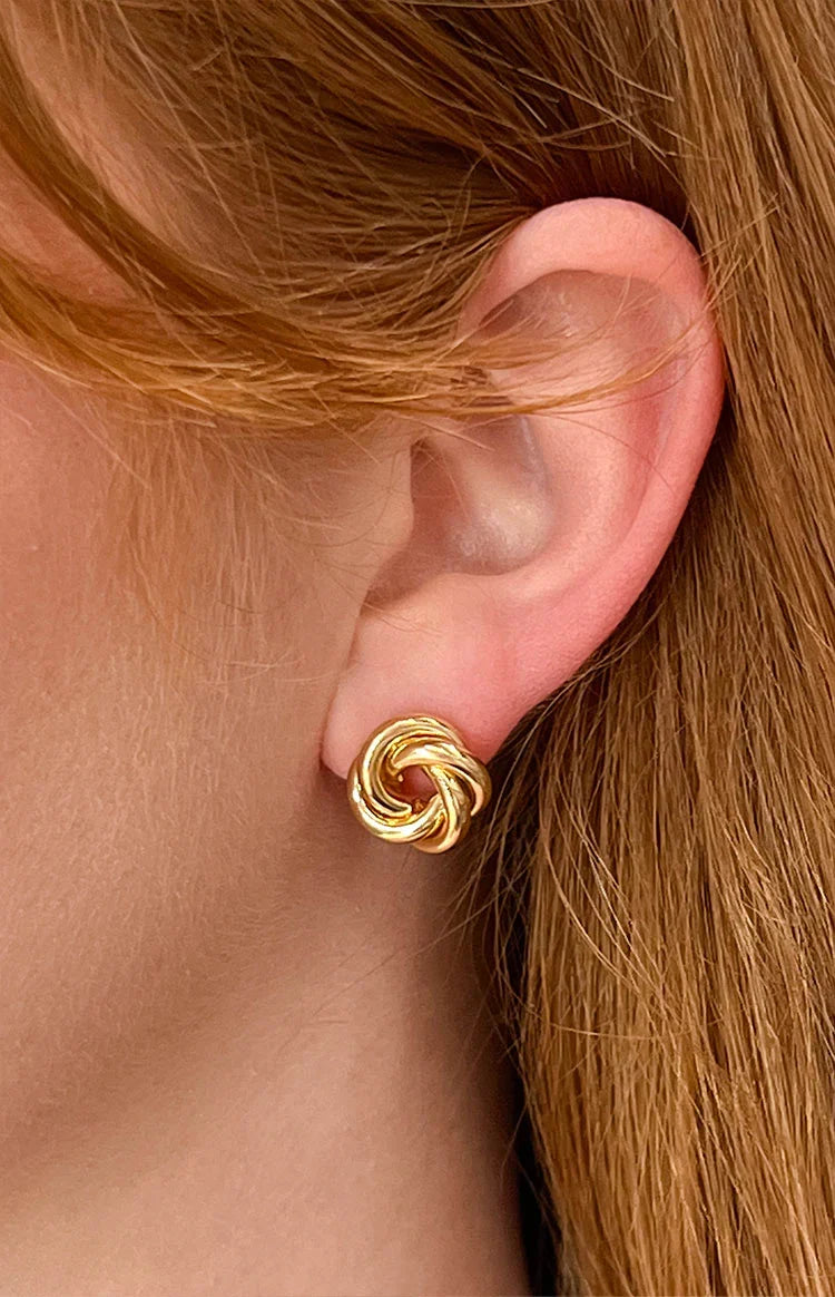 Gold Knot Stud Earrings