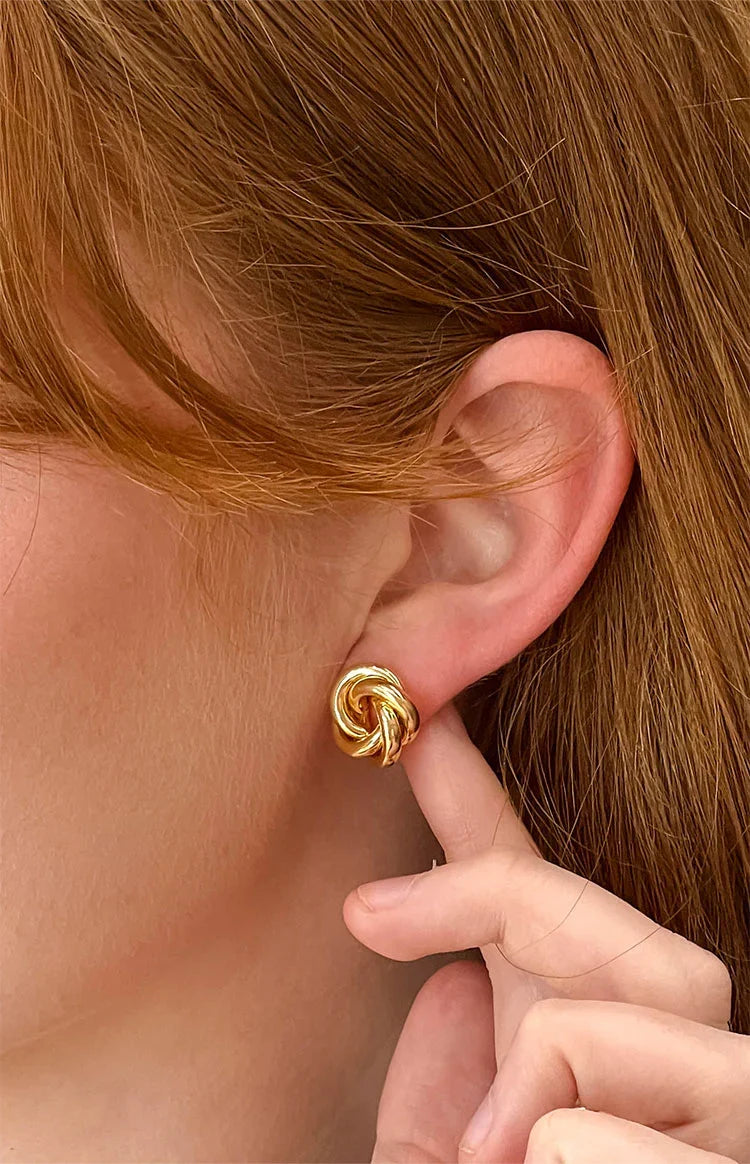 Gold Knot Stud Earrings