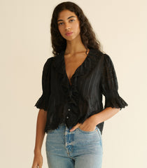 HENRI TOP -- BLACK EYELET