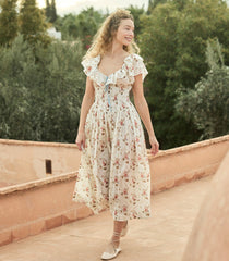 ILLIANA DRESS -- BLANC PRAIRIE ROSE