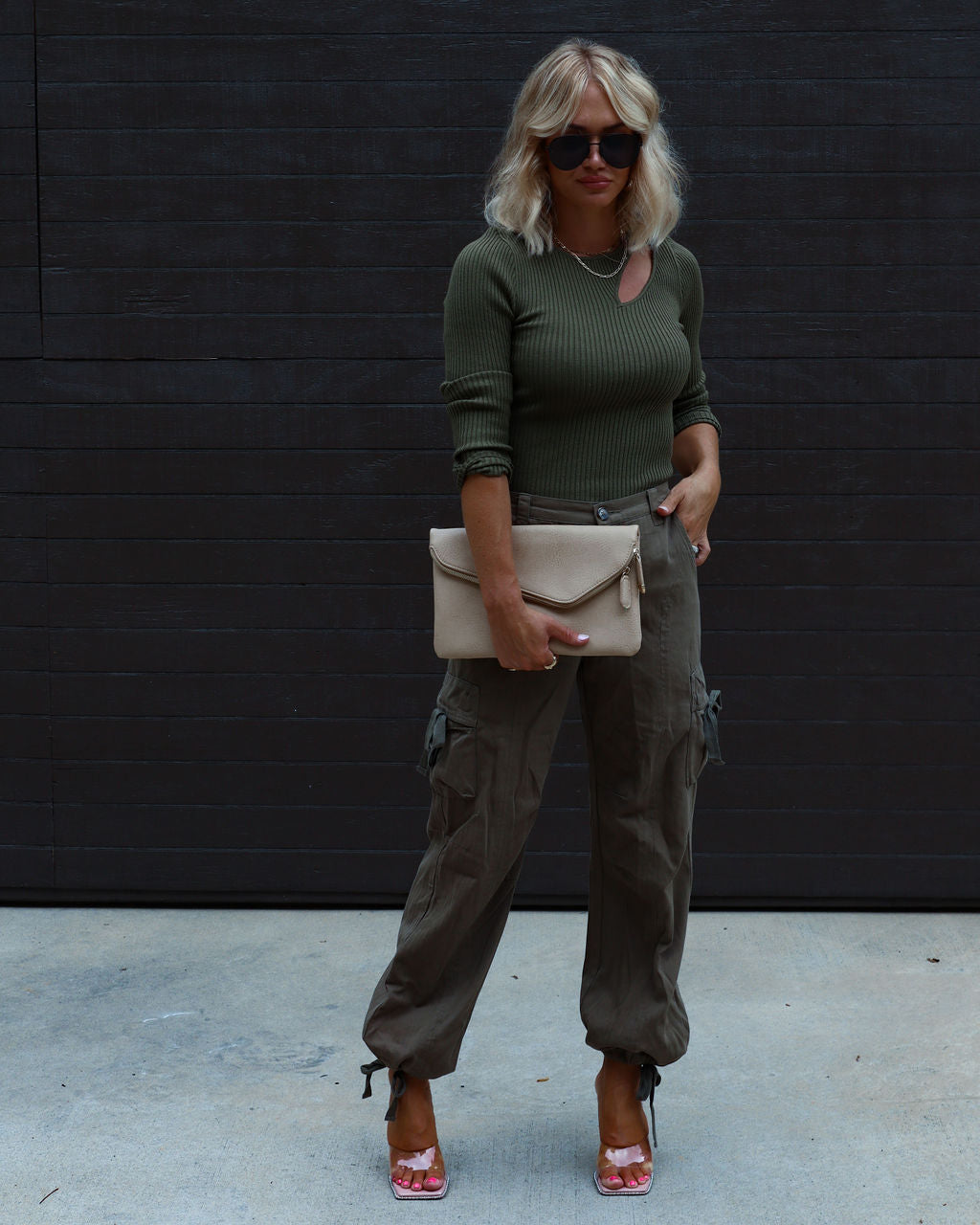 Montclair Cutout Ribbed Knit Sweater Top