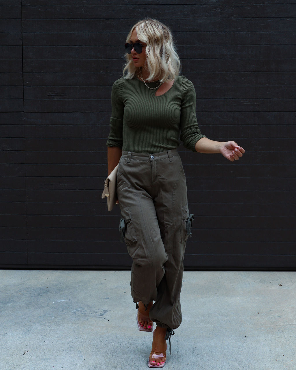 Montclair Cutout Ribbed Knit Sweater Top