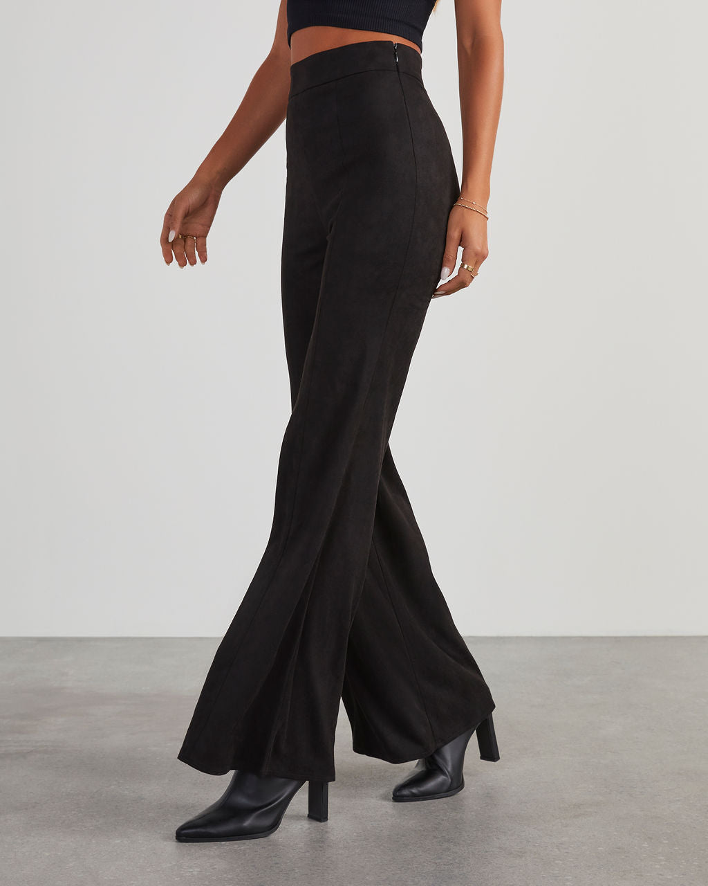 Born With It Faux Suede Wide Leg Pants