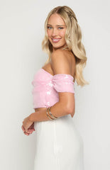 Klara Pink Sequin Crop Top