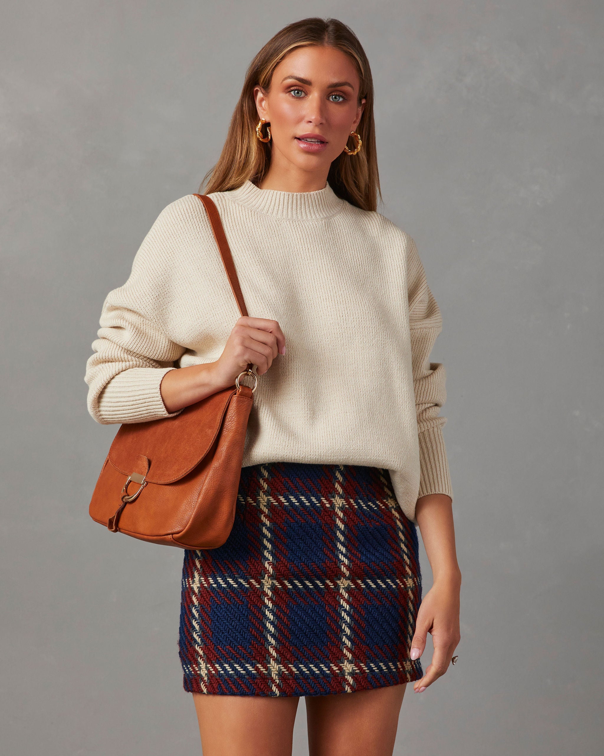 Linden Plaid Knitted Mini Skirt