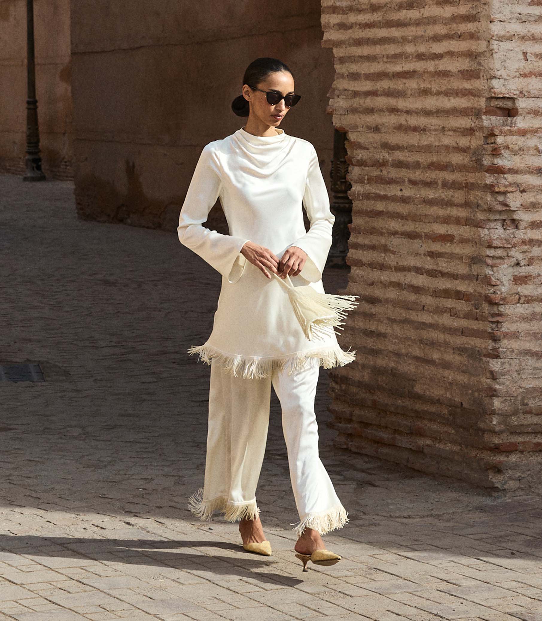 LAVON FRINGE PANT -- CANDLELIGHT