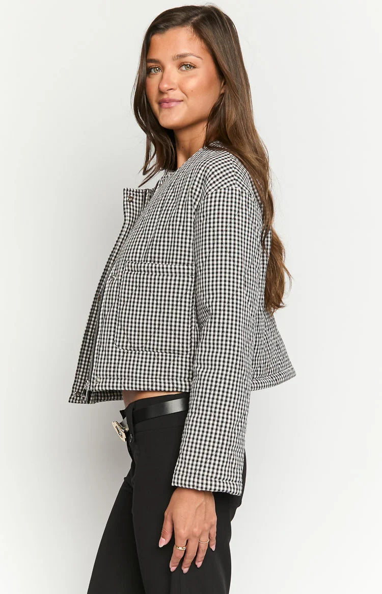 Lennie Black Gingham Quilted Jacket