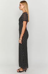 Lovella Black Polka Dot Maxi Dress
