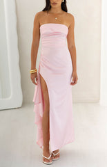 Merlo Light Pink Strapless Formal Maxi Dress