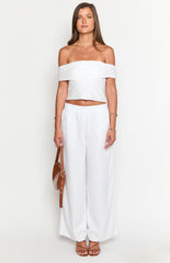 Moana White Linen Blend Pants