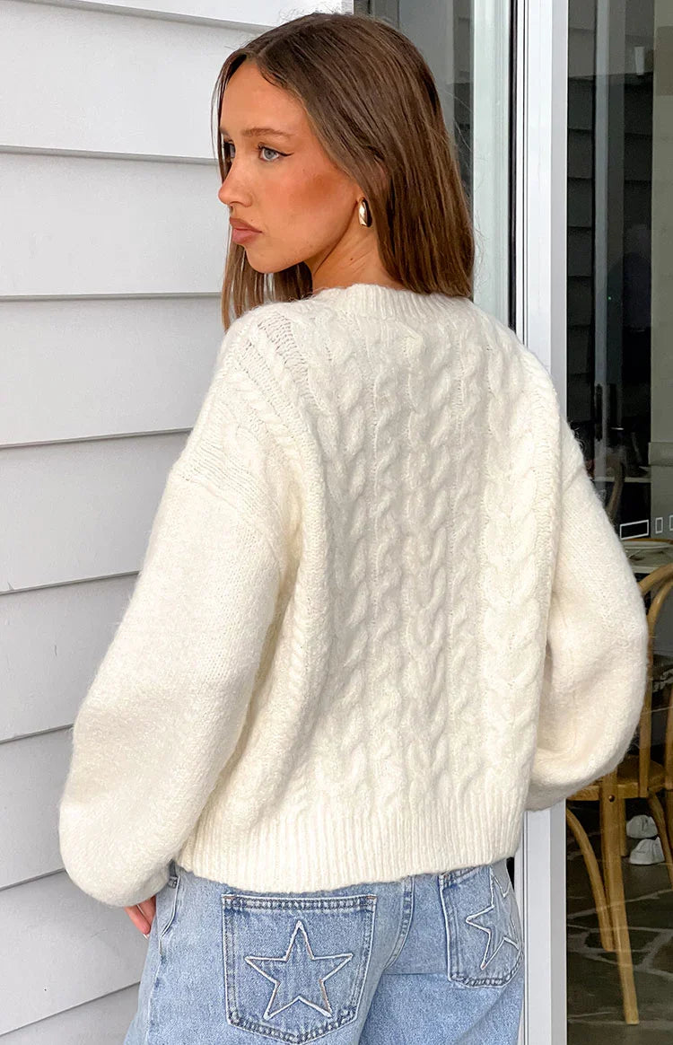 Percy Cream Cable Knit Cardigan