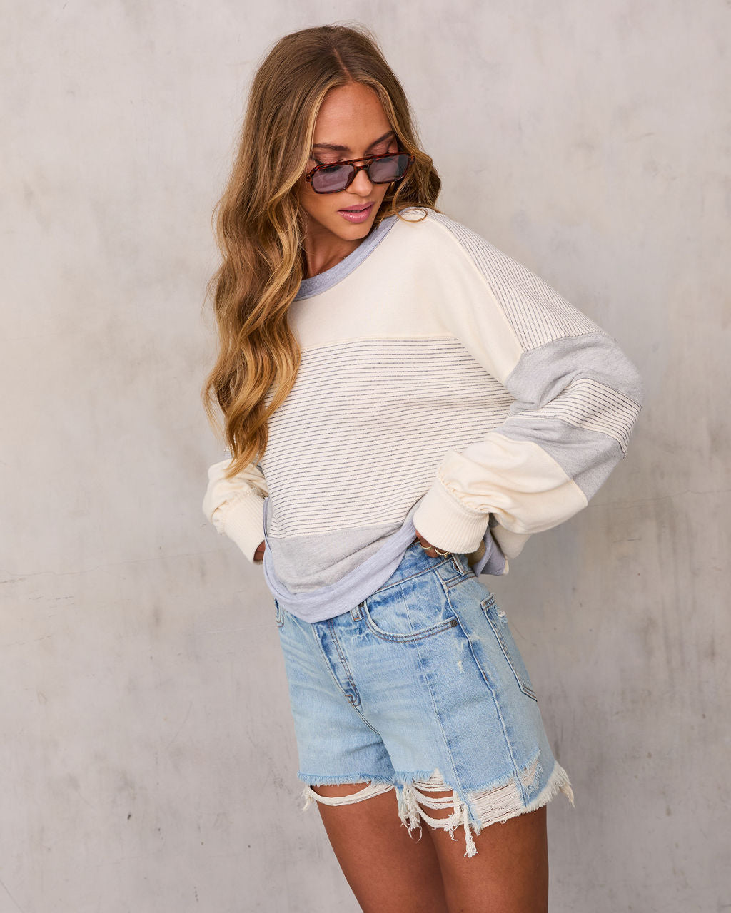 Kimberlie Striped Colorblock Pullover Top