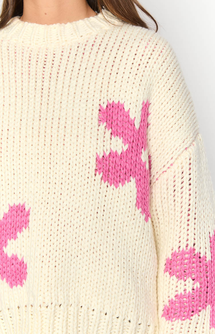 Ryver Cream Flower Knit Sweater