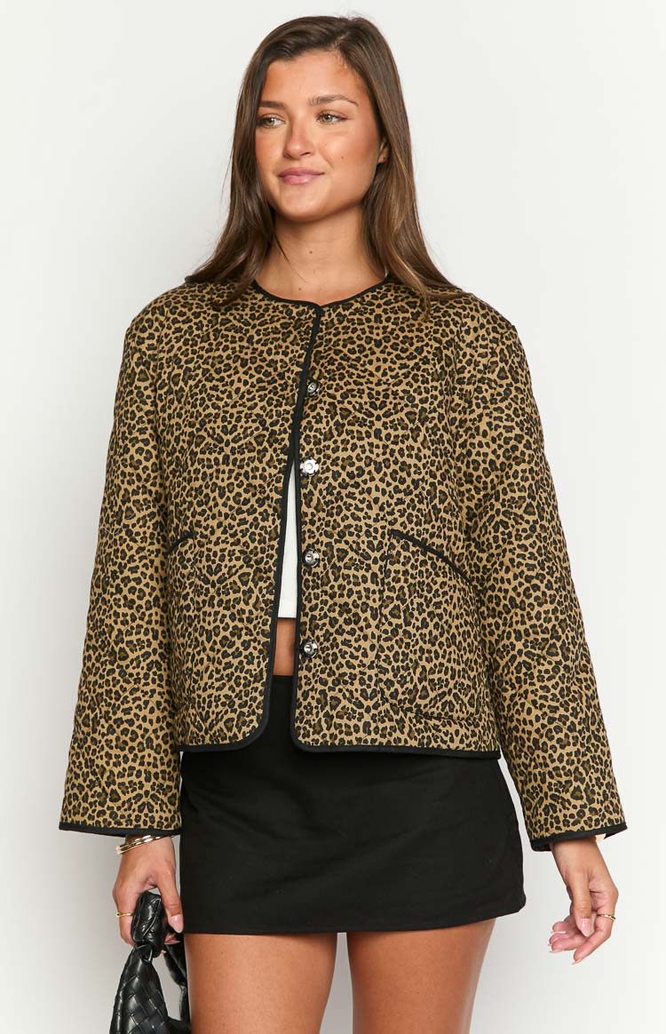Robbie Leopard Print Quilted Jacket