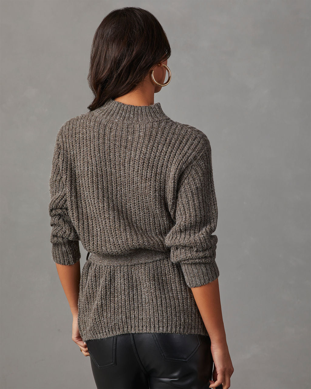 Wixson Belted Mock Neck Sweater