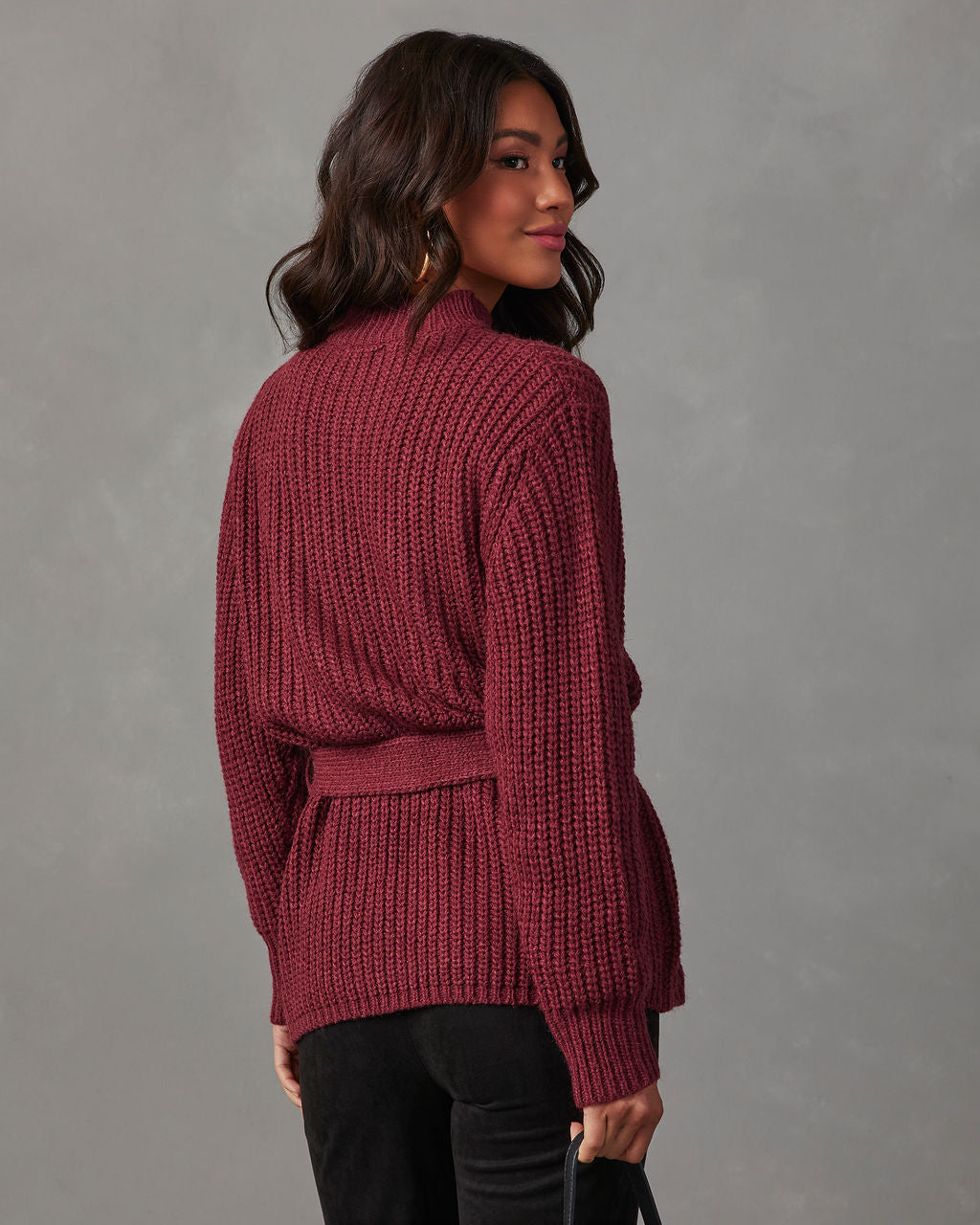 Wixson Belted Mock Neck Sweater