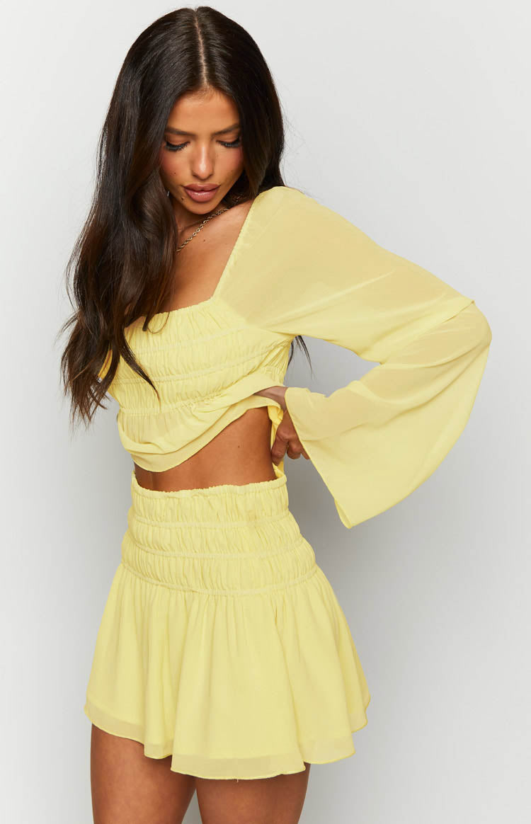 Sean Yellow Chiffon Mini Skirt