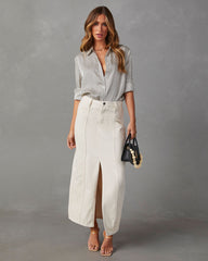 Jessey Striped Oversized Button Down Top