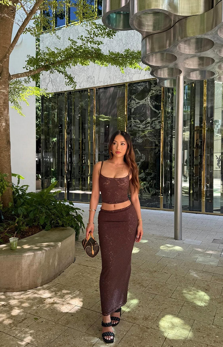 Willow Brown Lace Tank Top