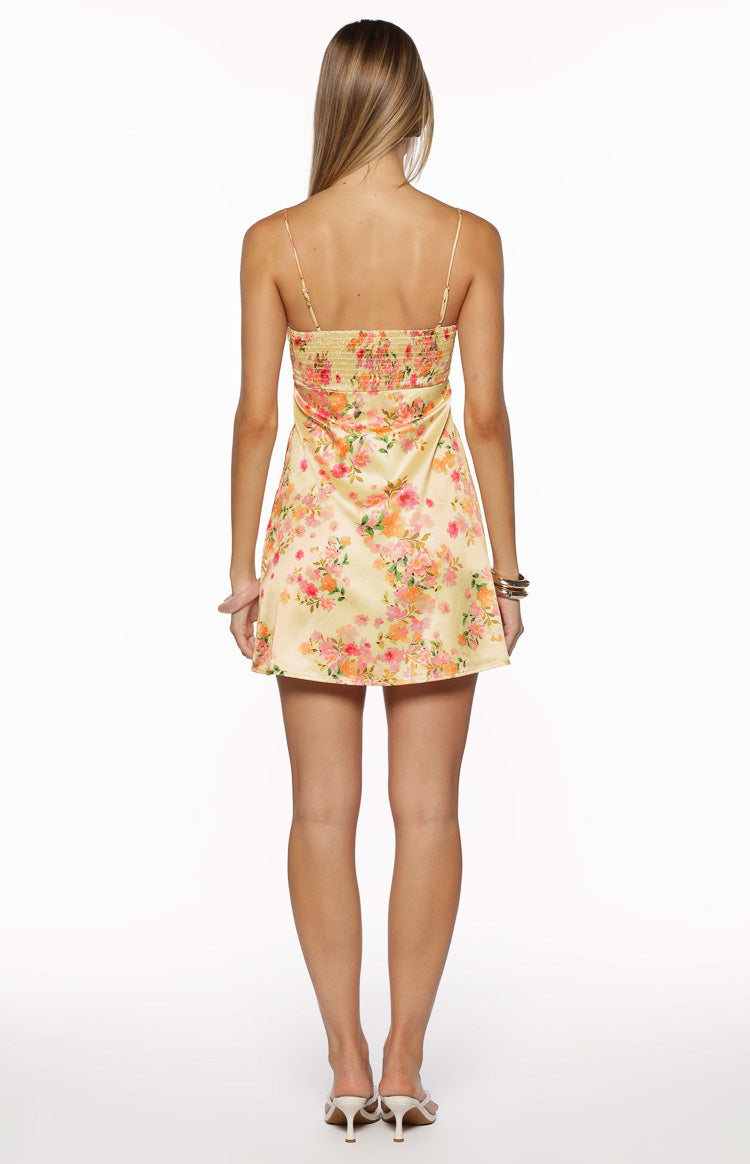 Chantell Yellow Bloom Mini Dress