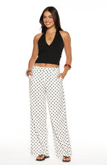 Loreta White Polka Dot Low Waist Pants