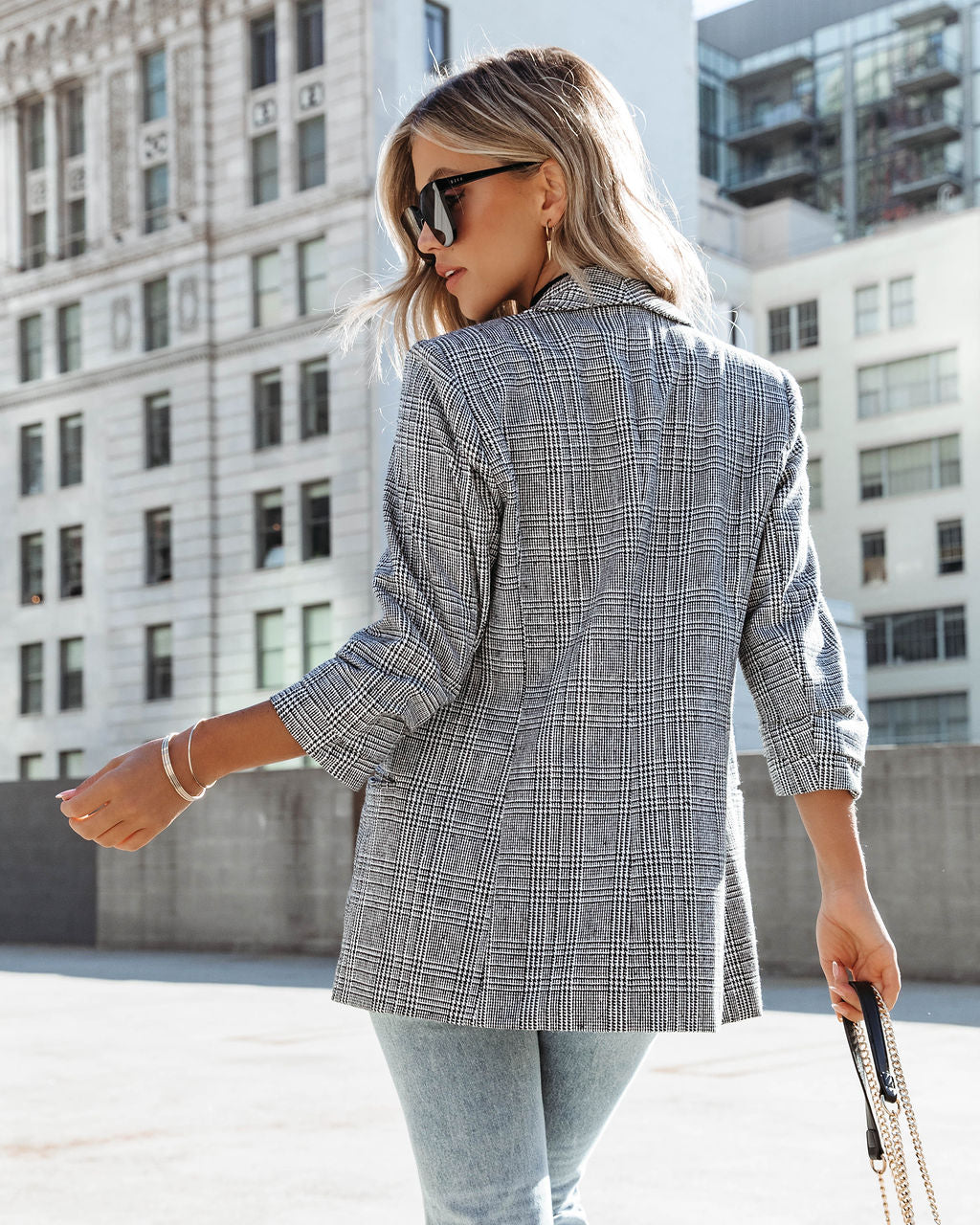 Oxnard Pocketed Houndstooth Blazer