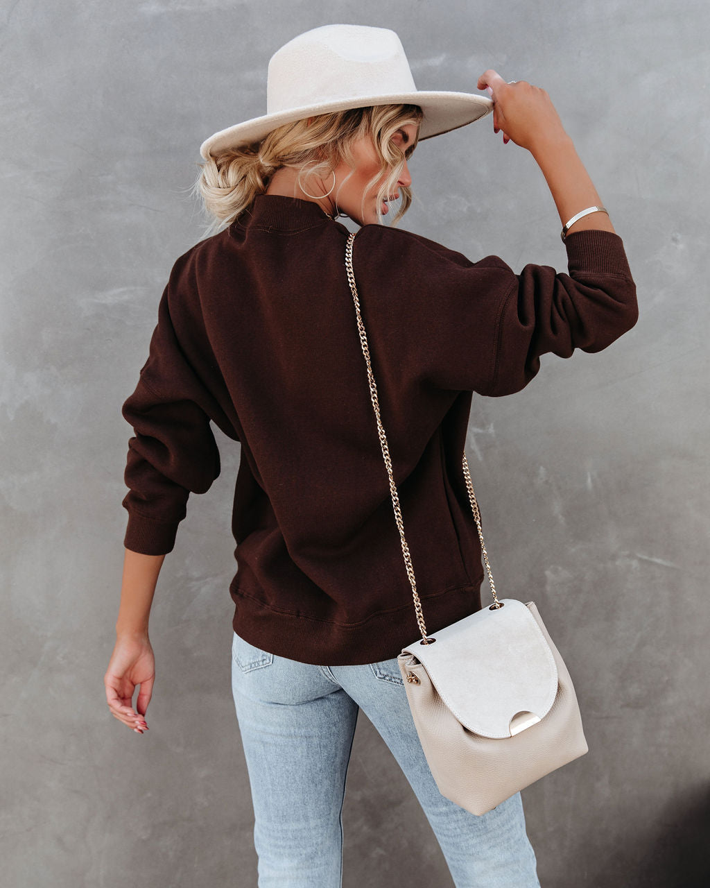 Woah Pocketed Cotton Blend Mock Neck Sweatshirt