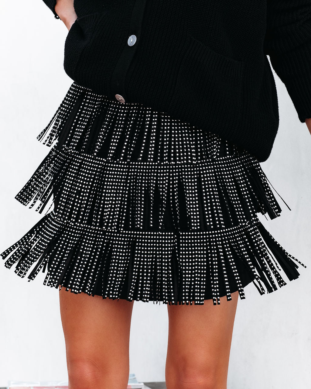 Zoie Studded Fringe Mini Skirt